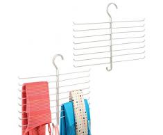MetroDecor mDesign Kleiderbügel für Schals, Pashminas, Krawatten – 2 Stück, Perlweiß