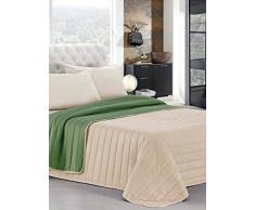 Italian Bed Linen Estivo Ehebett, Verde Scuro/Panna, 260 x 270 cm