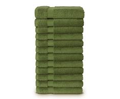 12 Türkische Baumwolle Dobby Bordüre Eco freundlichem Gesicht Handtuch/Waschlappen Set by turkuoise Türkisches Handtuch moos