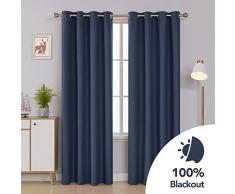 Deconovo 100% Verdunkelungsvorhang Thermoisoliert Ösen Top Room Verdunkelung Deko Fenster Vorhänge Set von 2 Paneelen 52 x 84 Inch Marineblau