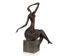 World Art TW60522 Bronze Skulptur Natur Bronze Skulptur Statue mit Marmor Basis, Bronze, 39x13x21 Cm