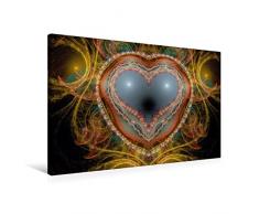 Calvendo Premium Textil-Leinwand 90 cm x 60 cm Quer, Ein Motiv aus Dem Kalender Ich Liebe Dich 2017 - Deutsch | Wandbild, Bild auf Keilrahmen, Fertigbild auf Das Herz mit Perlen Menschen Menschen