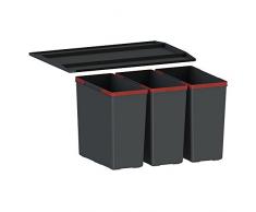 FRANKE Easysort 600-3-0 Abfallsorter Abfalleimer Mülleimer Abfallsammler, Plastik, schwarz, 37,8 x 56,4 x 34,3 cm