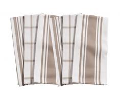 KAF Home Set von 6 Pantry Handtücher Taupe & Weiß („Taupe & White“)