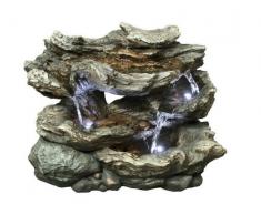 hi-line Geschenk LTD Staffelung Log Wasserfall Brunnen, inkl. Unterwasser LED Licht und Pumpe