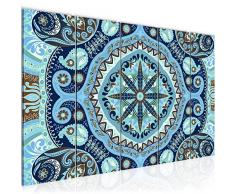 Bilder Mandala Abstrakt Wandbild 200 x 80 cm Vlies - Leinwand Bild XXL Format Wandbilder Wohnzimmer Wohnung Deko Kunstdrucke Blau 5 Teilig - MADE IN GERMANY - Fertig zum AufhÃ¤ngen 506755b