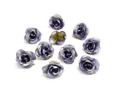 Künstliche Blumenköpfe in Großhandel zum Basteln, Pfingstrose, Seide, künstliche Blumen, Hochzeitsdekoration, DIY Dekokranz, Kunstblumen, Party, Geburtstag, Heimdekoration, 30 Stück, 3,5 cm violett