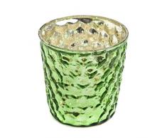 Insideretail Hochzeit Mercury Teelichthalter aus Glas, Blase-mit Distressed Grün Folie, 7cm, Set von 24, Green, 7 x 5 x 7 cm, Einheiten