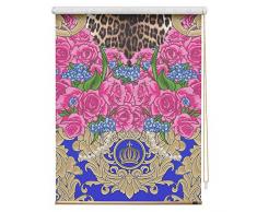 POMPÖÖS by Lichtblick HGR.080.150.108 Rollo Klemmfix, ohne Bohren, Blickdicht, Léo Avec des Roses - Rosa Gold 80 cm x 150 cm (B x L)