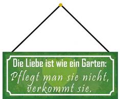 Schatzmix Liebe ist wie Garten Metallschild 27x10 cm Deko tin Sign mit Kordel Blechschild, Blech, Mehrfarbig