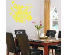 INDIGOS 4052166140782 Wandtattoo w651 Partei schöne Schmetterlinge und Blumen Wandaufkleber 120 x 115 cm, gelb