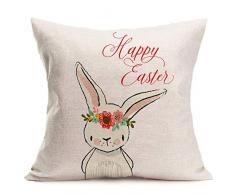 Asamour Vintage Weihnachtszitat mit Schneeflocke Baumwolle Leinen Überwurf Kissenbezug Home Deko Kissenbezug für Sofa Couch Bettwäsche 45,7 x 45,7 cm 18 x 18 Happy Easter