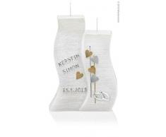 Wiedemann Hochzeitskerze Welle klein Perlmuttoberfläche, Wachs, Silber, 19.5 x 11.5 cm