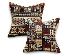 Avigers 4 Stück 45,7 x 45,7 cm Gypsy Tribal Überwurf Kissenbezug Retro Streifen Baumwollmischung Leinen Kissenbezug Bohemian Deko Kissenbezug für Sofa Couch Wohnzimmer 45 x 45 cm 18 x 18 A3a4