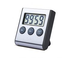 Annakideya Digitaler Küchentimer Edelstahl 100 Minuten Countdown und Countup Wecker für Küche Kochen, Studio, Sport etc. 1 Stück