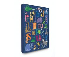Die Kinder Raum durch Stupell Marine Alphabet Animal Ikonen Gespannte Leinwand Wandbild, blau, 40,6 x 50,8 cm