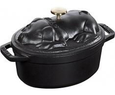 Staub Cocotte Schwein 17 cm Bräter, Gusseisen, schwarz