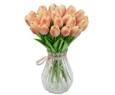 GPARK 30 künstliche Tulpenpflanzen 33,8 cm für Hochzeit, Party, Zuhause, Garten, Küche, Büro, Party, Dekoration für den Außenbereich, Grün, Hochzeit, Wanddekoration Art Deco 13 inch Flower021-champagne