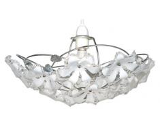 Oaks Lighting Hängelampenschirm Abeba in Chrom-Optik, mit weißen Blumen aus Acryl, 38 cm