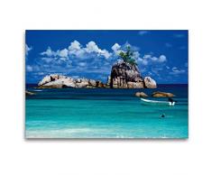 Premium Textil-Leinwand 120 x 80 cm Quer-Format Seychellen - Der Garten Eden im Indischen Ozean | Wandbild, HD-Bild auf Keilrahmen, Fertigbild auf hochwertigem Vlies, Leinwanddruck von Thomas Amler