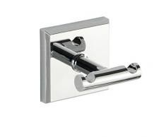 Wenko 23402100 Power-Loc Wandhaken Duo Laceno - Handtuchhaken, Kleiderhaken, Befestigen ohne Bohren, 5.6 x 5.6 x 4.6 cm, Chrom