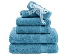 Premium Luxus Hotel & Spa, türkisches Handtuch, 100% Baumwolle, 6-teiliges Handtuch-Set für maximale Weichheit und Saugfähigkeit von American Veteran Towel Modern 2020 New Collection blau