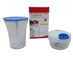 Euronovità Halbmondform en-26743 Zerkleinerer 3 Klingen mit Cordina mehr Schneebesen, Kunststoff, transparent, 13 x 13 x 23 cm