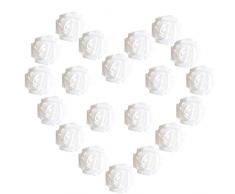 GoodiesBay 20 künstliche Rosen, künstliche Rosen aus Schaumstoff, Dekoration für Hochzeitssträuße als Tafelaufsatz, Stiel für Brautsträuße, Hochzeitssträuße, Tischdekoration (weiß)