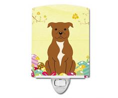 Carolines Treasures Ostereier Staffordshire Bull Terrier braunes Keramik-Nachtlicht, 15,2 x 10,2 cm, Mehrfarbig
