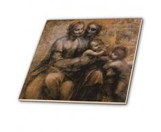 3dRose Jungfrau und Kind mit St. Anne und St Jude von Leonardo da Vinci 1499 – Keramik Fliesen, 20,3 cm (CT 126654 _ 3)