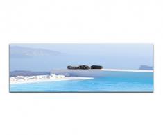 Panoramabild auf Leinwand und Keilrahmen 150x50cm Santorini Pool Wasser Steine