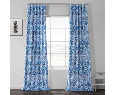 HPD BOCH-DLN1910A-96 Rio Vorhang, Bedruckt, Leinen, strukturiert, 50 x 96, Blau