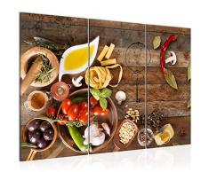 Bilder Küche Gewürze Wandbild 120 x 80 cm Vlies - Leinwand Bild XXL Format Wandbilder Wohnzimmer Wohnung Deko Kunstdrucke Braun 3 Teilig - MADE IN GERMANY - Fertig zum Aufhängen 019231a