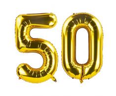GAKA 101,6 cm Geburtstag Zahlen Luftballons Folienballon für Jahrestag Party Dekoration 50 Gold