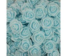 Lightingsky 7 cm DIY Real Touch 3D Kunstblumen Schaumstoff Rose Kopf ohne Stiel für Hochzeit Party Home Dekoration, Kaschmir, Sky, 100 Pieces