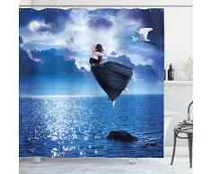 Duschvorhang mit Blumenmuster von ambesonne, Vintage Hand Drawn Sketchy Rosen mit Blättern auf abstrakten Hintergrund Print, Stoff Badezimmer Decor Set mit Haken, schwarz, weiß und khaki, Textil, Multi 9, 69W x 70L