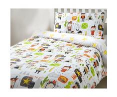Bedlam Cowboys und Indianer Kinder Bettbezug Set, Einzelbett, Polyester-, Multi, 200 x 140 x 1 cm