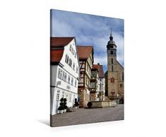 Premium Textil-Leinwand 60 x 90 cm Hoch-Format Böblingen, Stadtkirche. Fotografie auf Leinwand von Nicola Furkert | Wandbild, HD-Bild auf Keilrahmen, Fertigbild auf hochwertigem Vlies, Leinwanddruck von Nicola Furkert