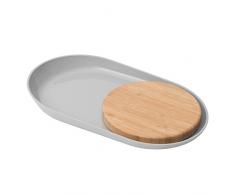 Berghoff Leo Bambus Faser Oval Outdoor Teller mit Bambus Schneidebrett, grau, 2-teilig