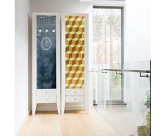 Walplus Kreativ Set Gelb 3D Würfel und Tafel Selbstklebend Aufkleber Wandaufkleber, Vinyl Mehrfarbig, 64 X 5.5 X 5.5 CM