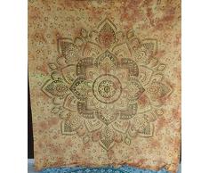 Indian Craft Castle, Mandala Barmeri Großer Bodenkissenbezug, Meditation, Sitzkissen, Überwurf, Hippie, dekorativer Reißverschluss, Bohemian Pouf, Ottoman Poufs, Pom-Pom-Kissenbezüge Queen Gelbgold Blumenkönigin