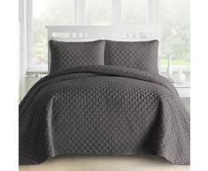 Comfy Bedding Übergroße und vorgewaschene Laterne, gesteppt Full/Queen grau