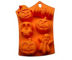 LMS Silikon-Backform für Halloween, Kürbiss, Totenköpfe, Geister, 23 x 18 cm Orange