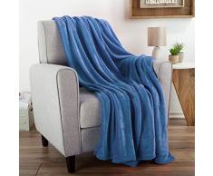 Bedford Home Flanell-Fleece-Überwurf für Couch, Heimdekoration, Bett, Sofa und Stuhl, Übergröße 152,4 x 177,8 cm, leicht, weich und Plüsch, Mikrofaser in Desert Tan Full Infinity Blue