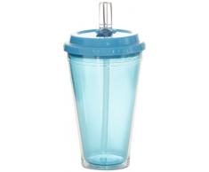 IDELICE CO258741A Doppelwandige Gläser für Soda, Säfte oder Cocktails mit integriertem Strohhalm, 750 ml
