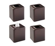 mDesign Kosmetiktuchbox, modern, quadratisch, Metall, für Badezimmer, Schminktische, Schlafzimmer-Kommode, Nachttische, Schreibtische und Tische Pack of 4 bronze