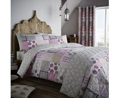 Catherine Lansfield Ethnic Floral Patchwork Bettbezug, 100% Baumwolle, Pink, Einzelbett, 160 x 200 x 1 cm, 15 Stück