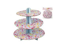 HABI 1361d Etagere 3 Etagen, Dekor Kuchen, Pappe, Mehrfarbig