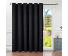 BGment Sichtschutz Verdunkelungsvorhänge für Schiebetür Glastür Ösen Thermoisoliert Verdunkelung Raumteiler Vorhang für Wohnzimmer 1 Panel 10ft W x 8ft L schwarz