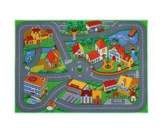Dandy 133 x 95 cm attraktives Straßen Design leise Town Play Teppich, Mehrfarbig